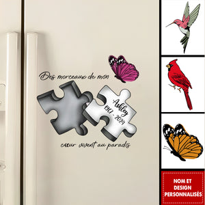 Autocollant Commémoratif Aimanté Personnalisé – Pièces de Puzzle avec Nom et Année