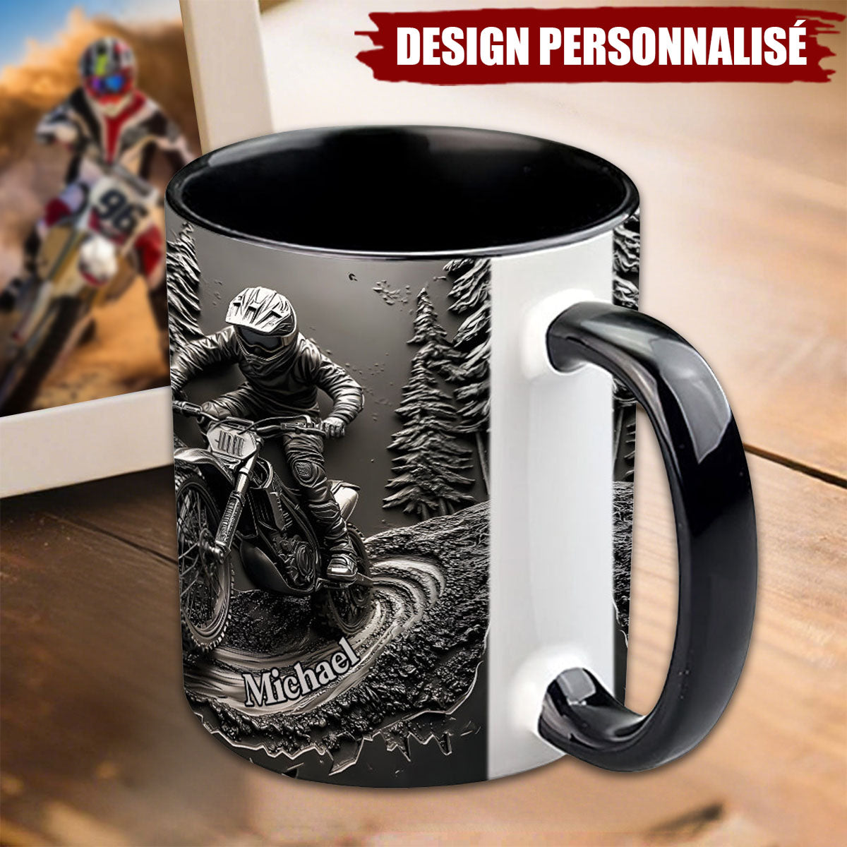Mug Motocross Personnalisé – Cadeau Idéal pour les Passionnés de Moto