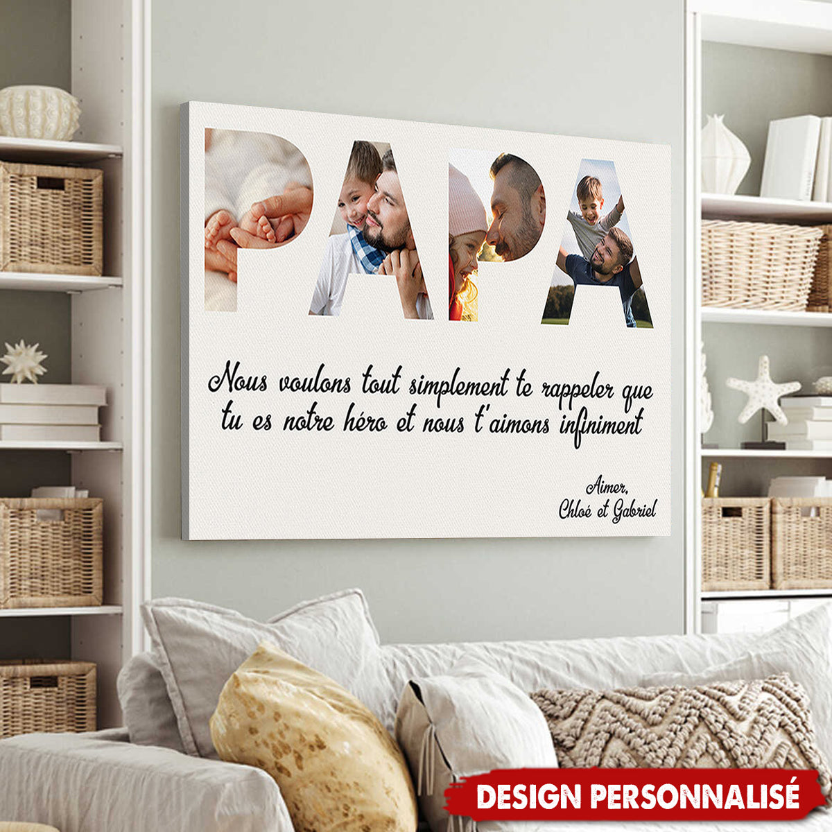 Affiche Photo Personnalisé "PAPA" - Un Cadeau Inoubliable pour Papa