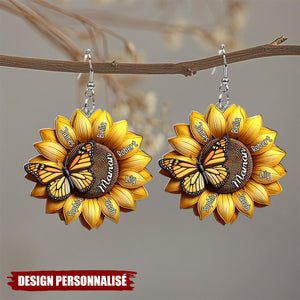 Boucles d’oreilles personnalisées Tourneso l– Cadeau Unique pour Maman