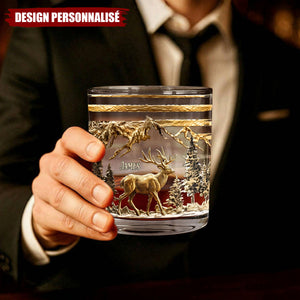 Verre à Whisky avec Motif Cerf et Gravure Personnalisée