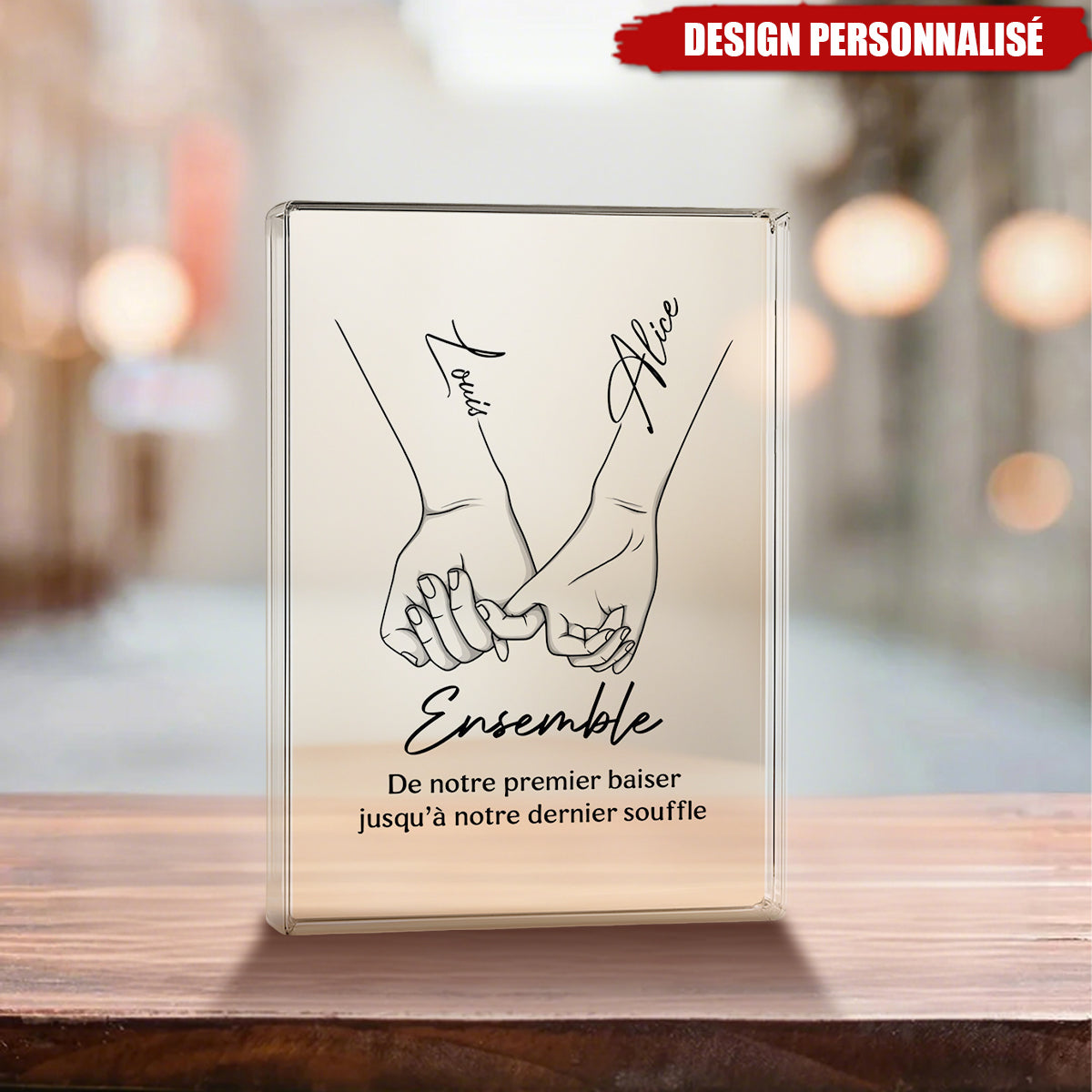Plaque avec Noms & Citation Romantique – Cadeau Personnalisé pour Couple