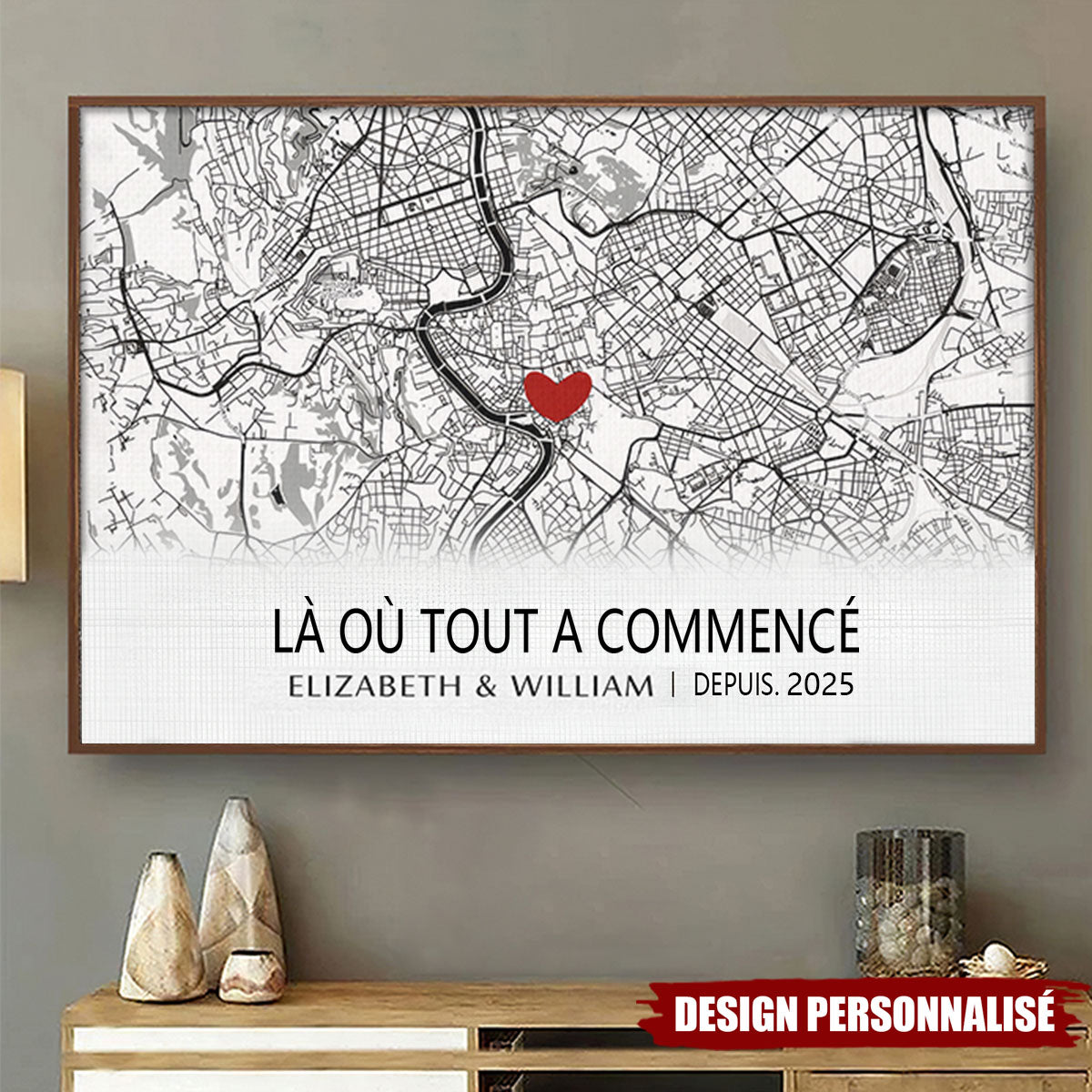 Affiche Carte Personnalisée – Le Début de Notre Histoire