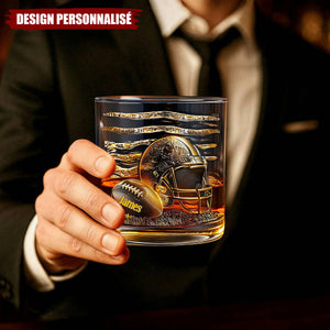 Verre à Whisky Personnalisé – Casque et Ballon de Football Américain
