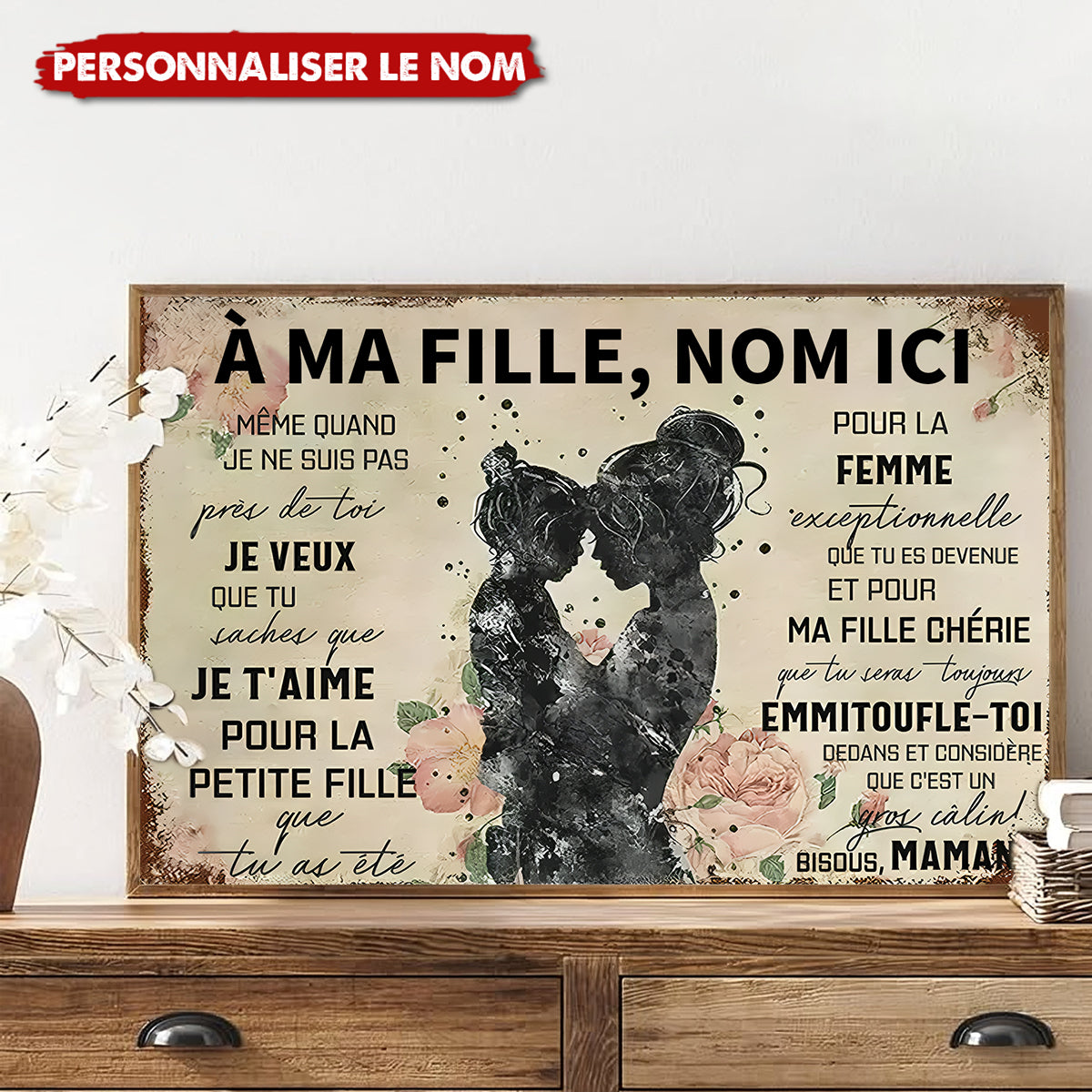 À Ma Fille – Cadeau Émotionnel Personnalisé de Maman, Affiche Murale Touchante