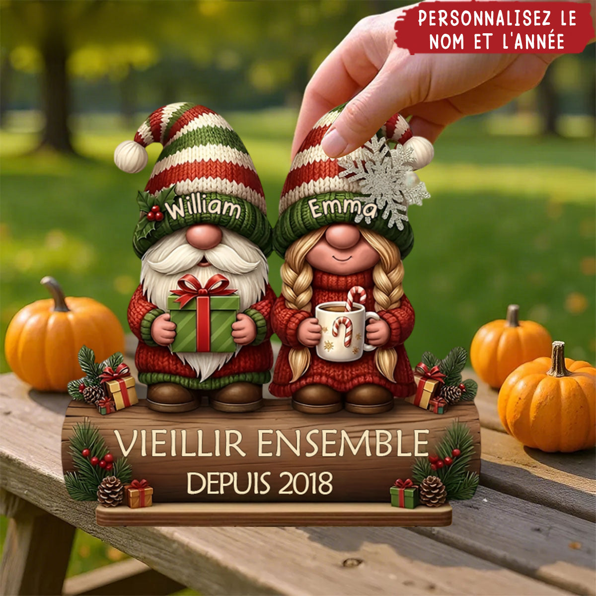 Plaque “Vieillir Ensemble” Personnalisée – Cadeau Romantique pour Couple