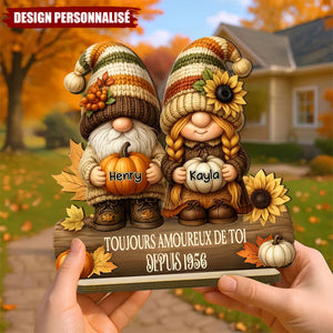 Plaque en Bois Personnalisée – Vieillir Ensemble avec un Couple de Nains