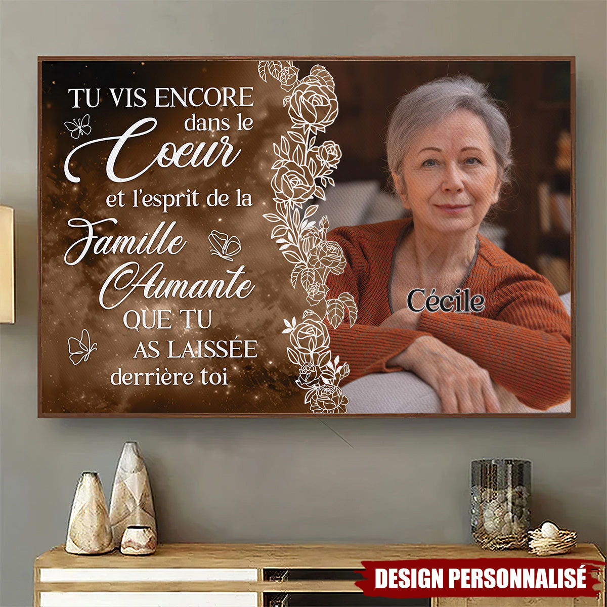 Affiche Commémoratif Personnalisé – Tu vis encore dans nos cœurs