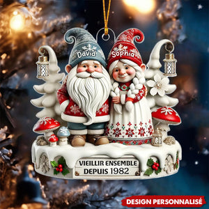 Suspension Acrylique Personnalisée - Vieillir Ensemble avec un Couple de Nains