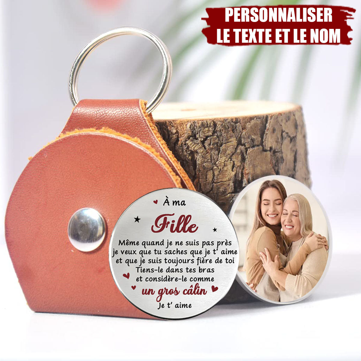 Porte-clés Personnalisé avec Photo – Message d’Amour pour Fille