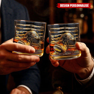 Verre à Whisky Personnalisé – Casque et Ballon de Football Américain