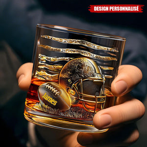 Verre à Whisky Personnalisé – Casque et Ballon de Football Américain