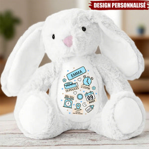 Lapin de Pâques en Peluche Personnalisé – Souvenir de Naissance Unique