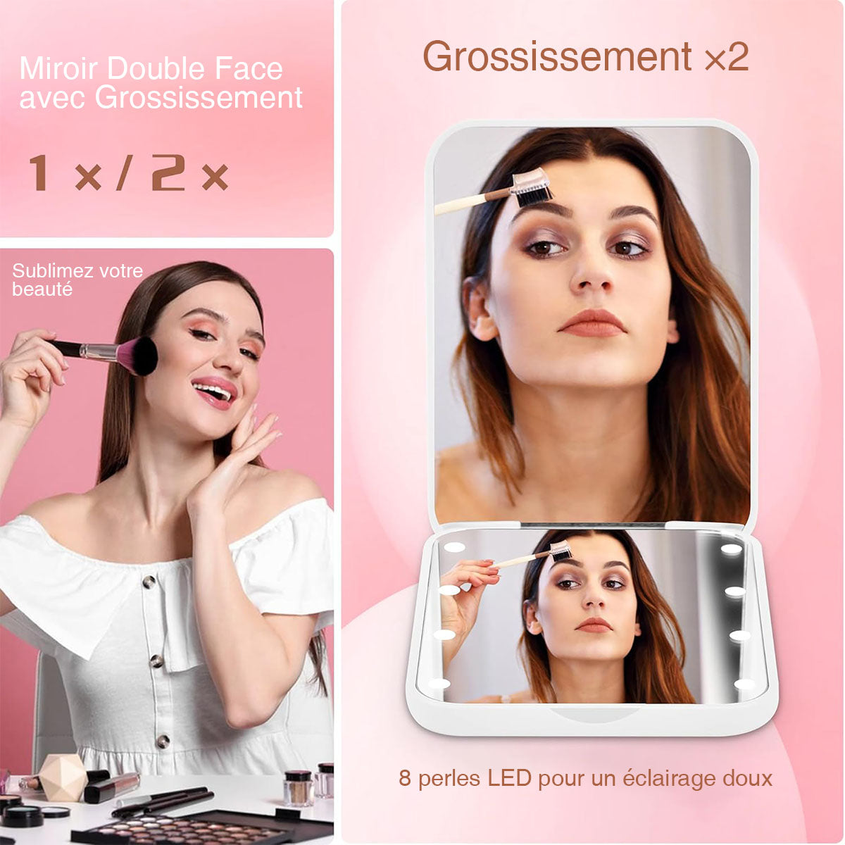 Miroir de Poche Personnalisé avec Initiale Florale – Cadeau Élégant et Pratique