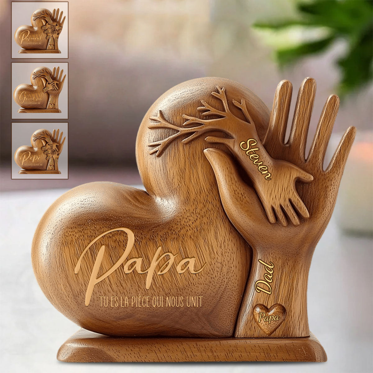 Papa, tu es la pièce qui nous unit – Plaque personnalisée en forme spéciale pour père
