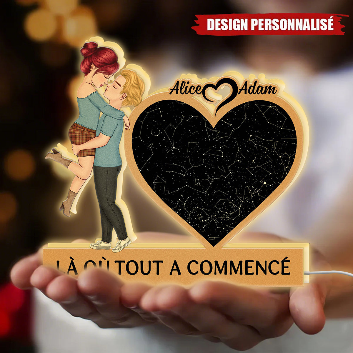 Boîte Lumineuse Acrylique Personnalisée - Souvenir Romantique et Cadeau Unique
