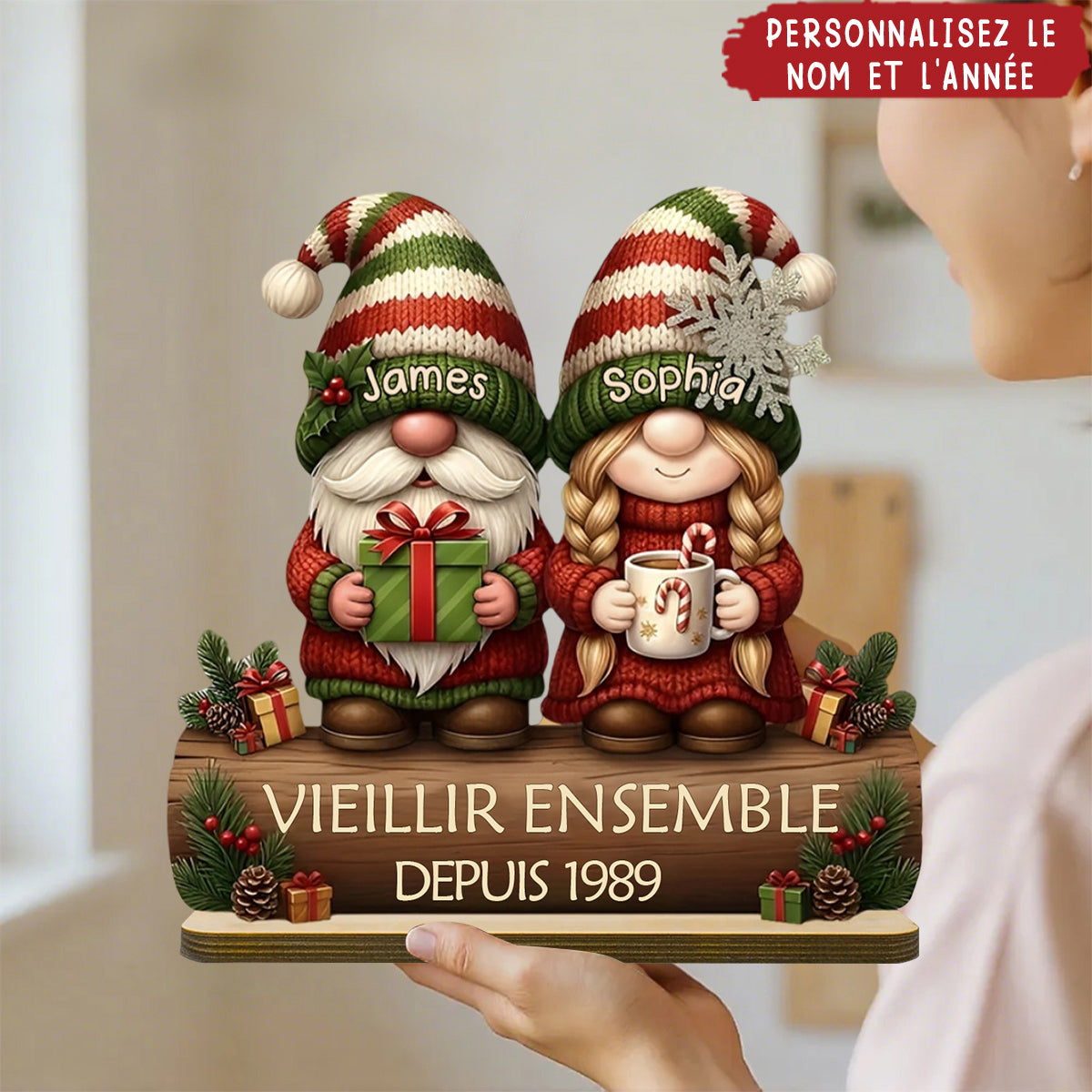 Plaque “Vieillir Ensemble” Personnalisée – Cadeau Romantique pour Couple