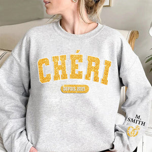 Sweatshirt Unisexe Personnalisé avec Motif sur la Manche – Cadeau d’Anniversaire ou de Mariage pour Mari et Femme