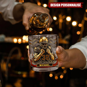 Verre à Whisky Personnalisé – Joueur de Football Américain avec Nom et Numéro Gravés
