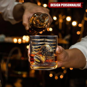 Verre à Whisky Personnalisé – Casque et Ballon de Football Américain