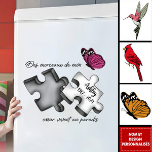 Autocollant Commémoratif Aimanté Personnalisé – Pièces de Puzzle avec Nom et Année