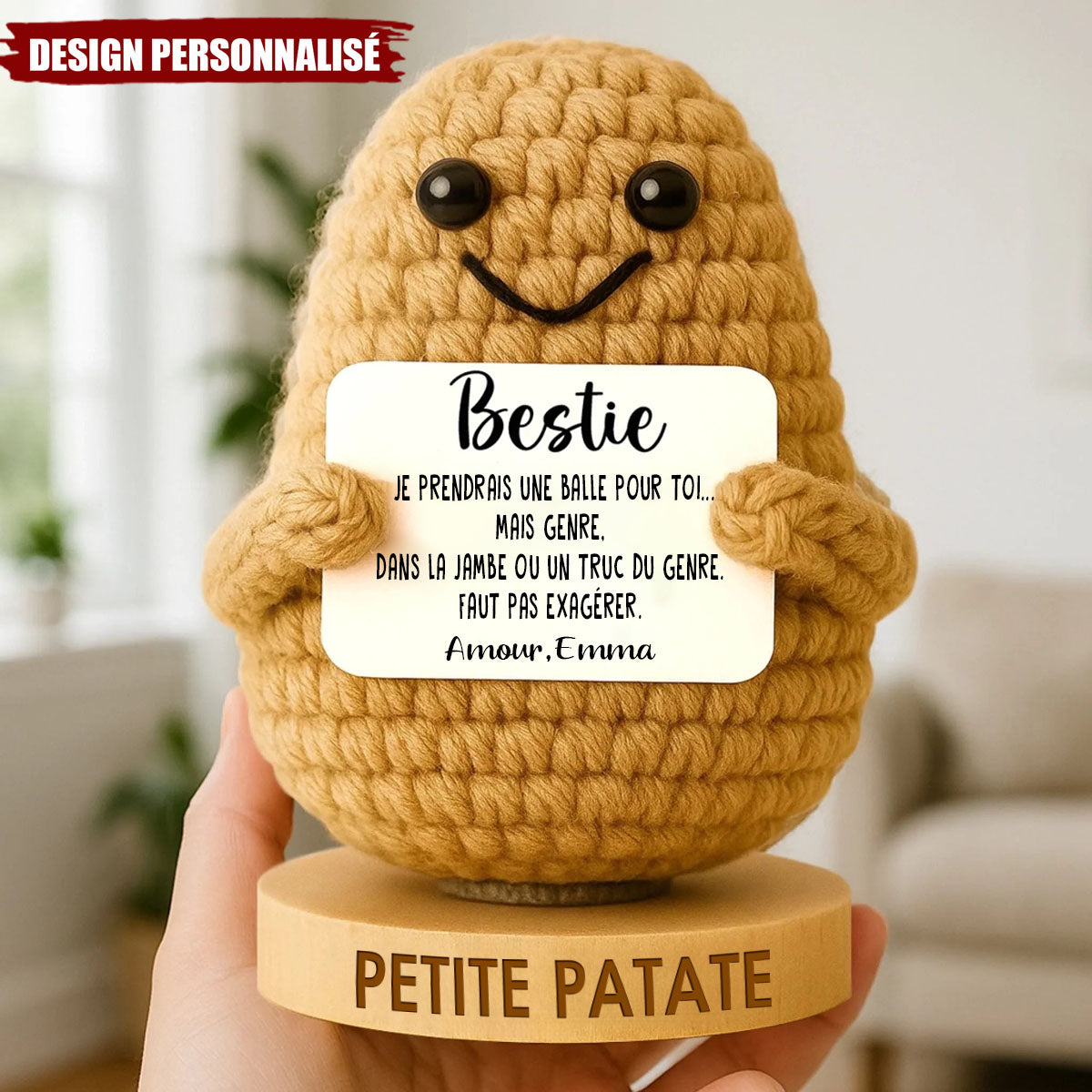 Poupée Patate au Crochet Personnalisée-Cadeau Drôle et Personnalisé pour Meilleure Amie