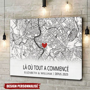 Affiche Carte Personnalisée – Le Début de Notre Histoire