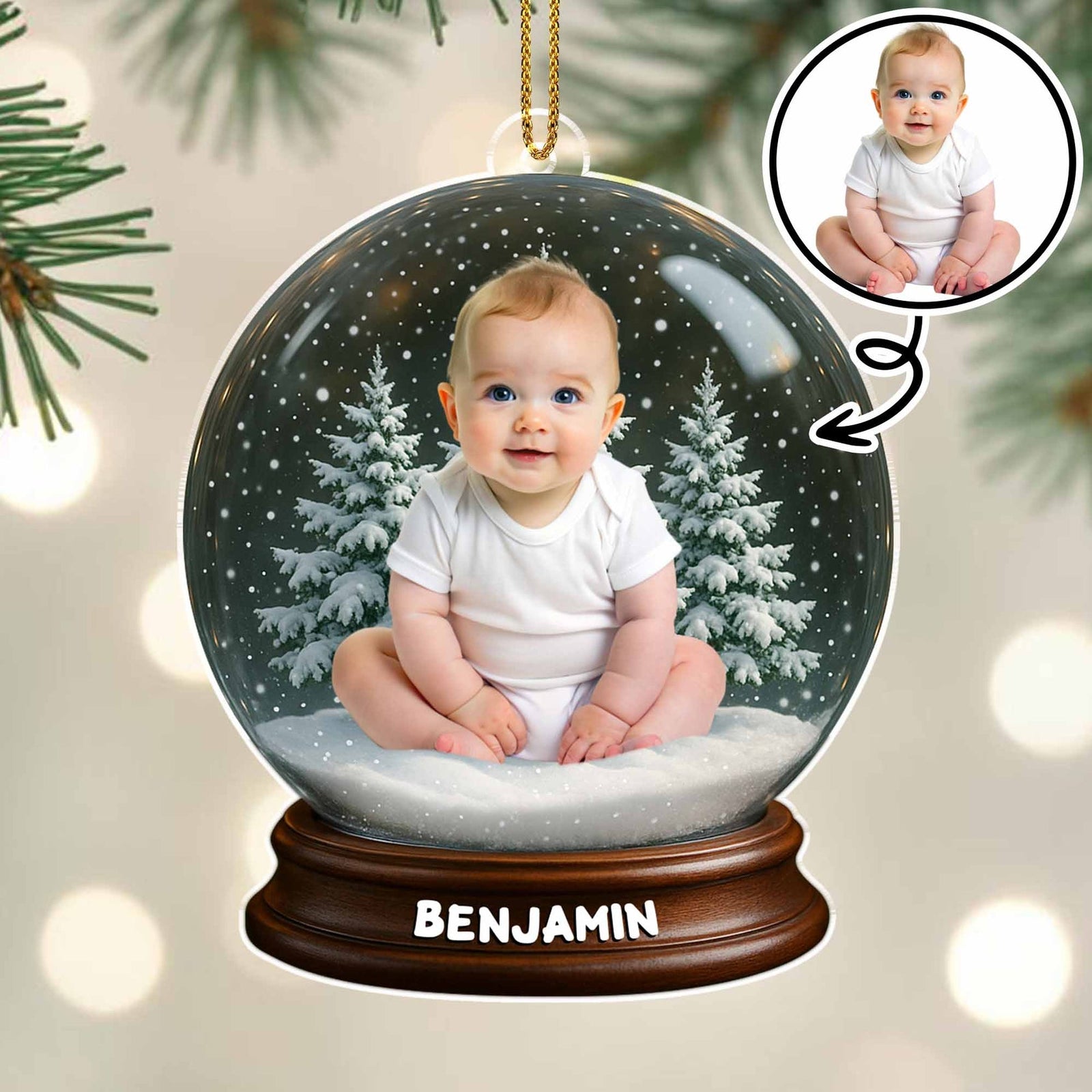 Ornement de Noël Personnalisée en Acrylique avec Photo – Souvenir Unique et Intemporel