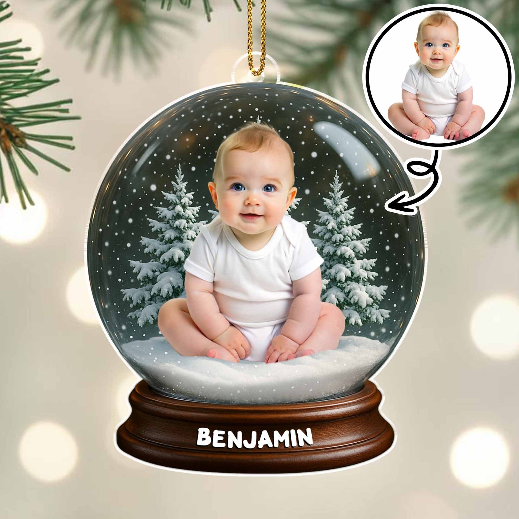 Ornement de Noël Personnalisée en Acrylique avec Photo – Souvenir Unique et Intemporel