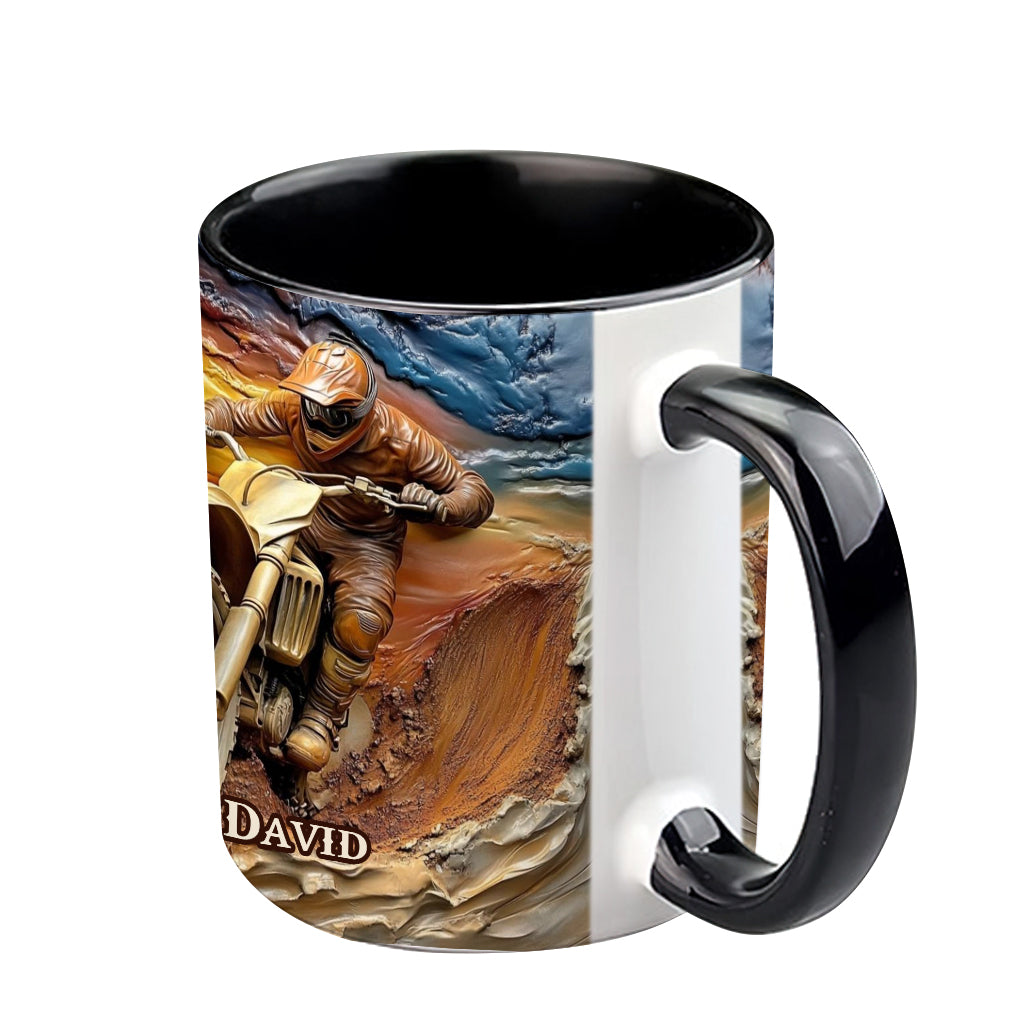 Mug Motocross Personnalisé avec Prénom - Cadeau Unique pour Passionnés de Moto