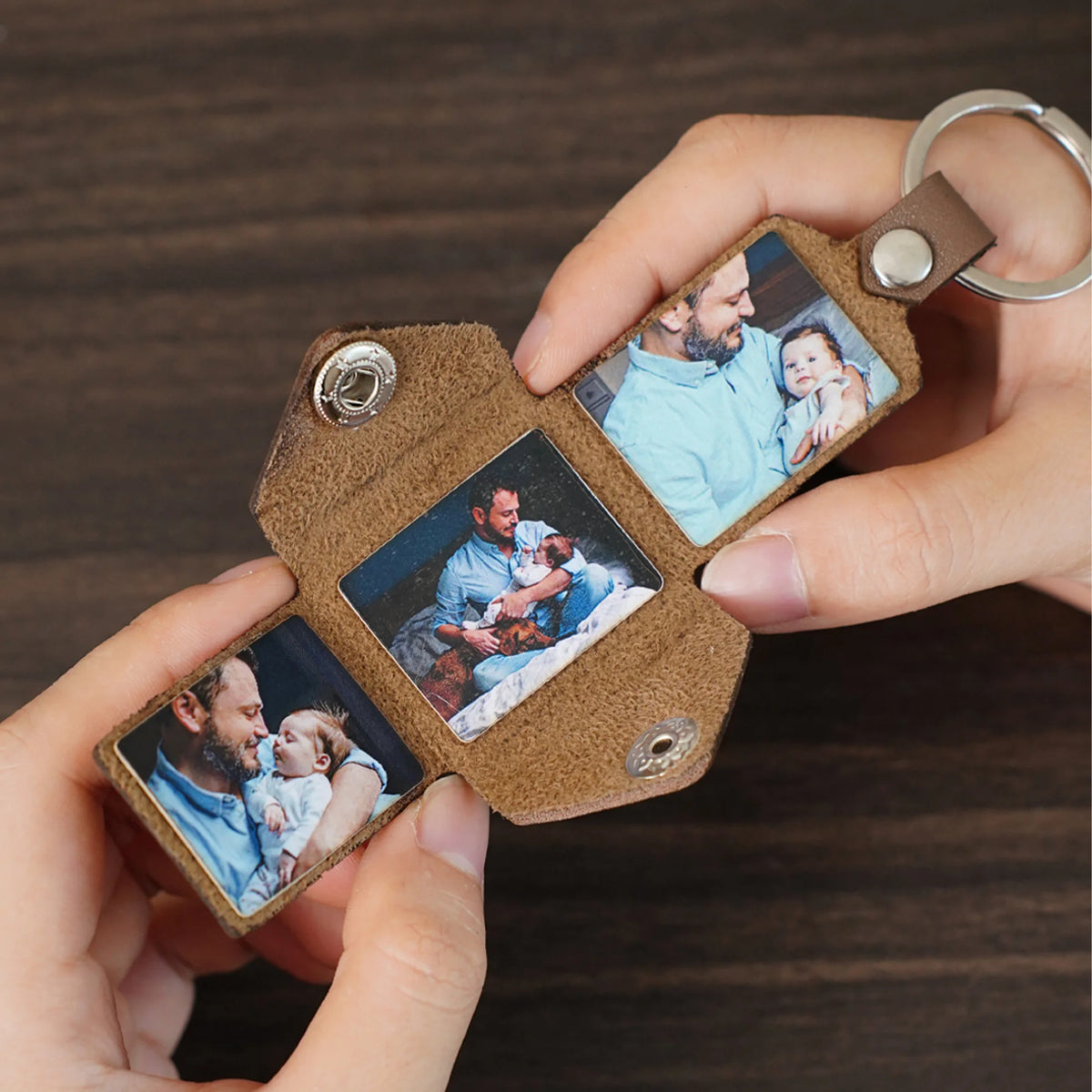 Porte-Clés en Cuir avec Photos Personnalisées – Cadeau Émotionnel à Emporter