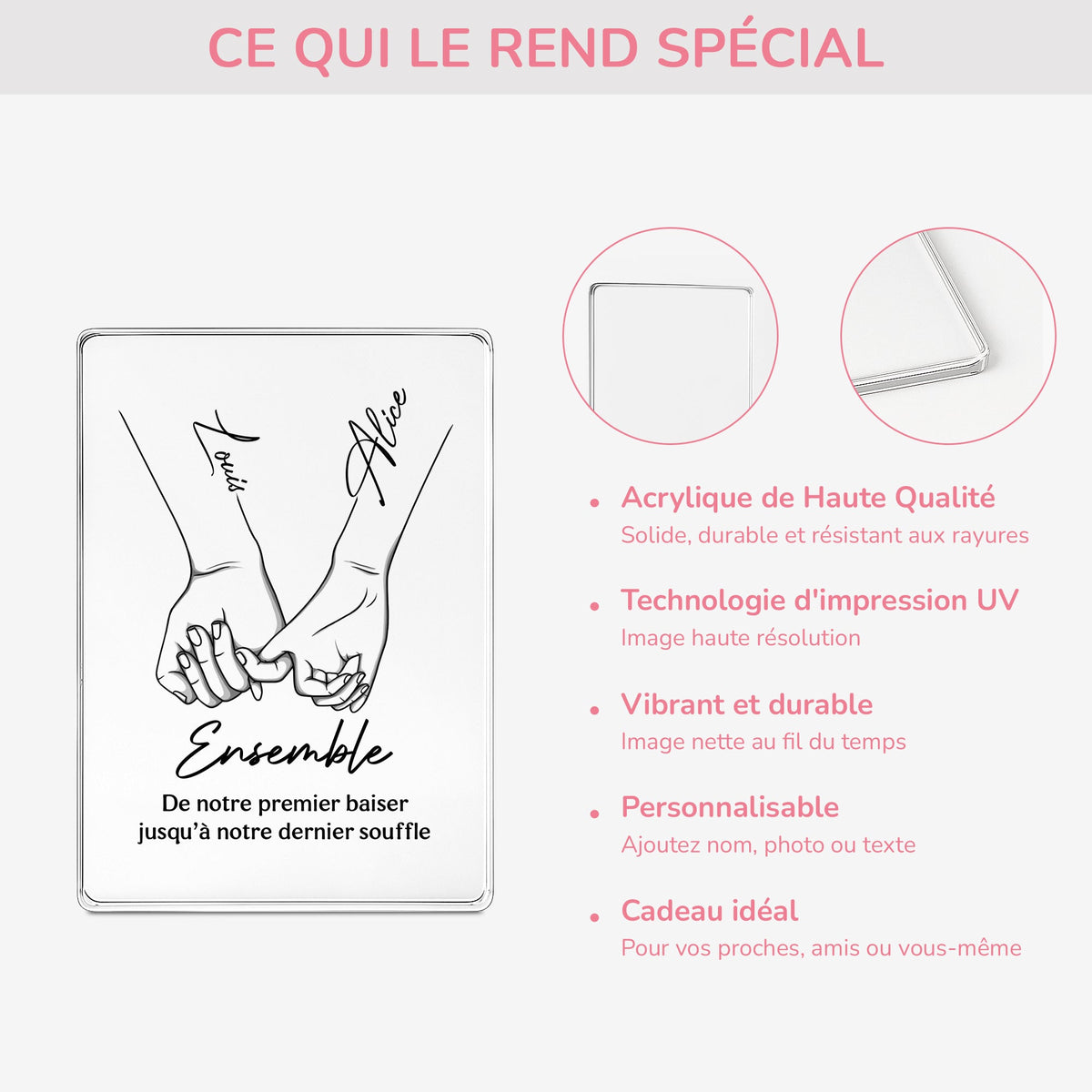 Plaque avec Noms & Citation Romantique – Cadeau Personnalisé pour Couple