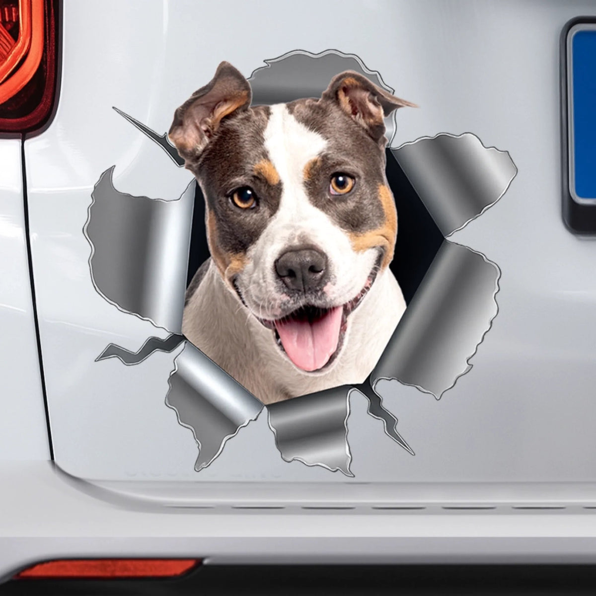 Autocollant Percé en Métal avec Photo de Chien – Design Unique