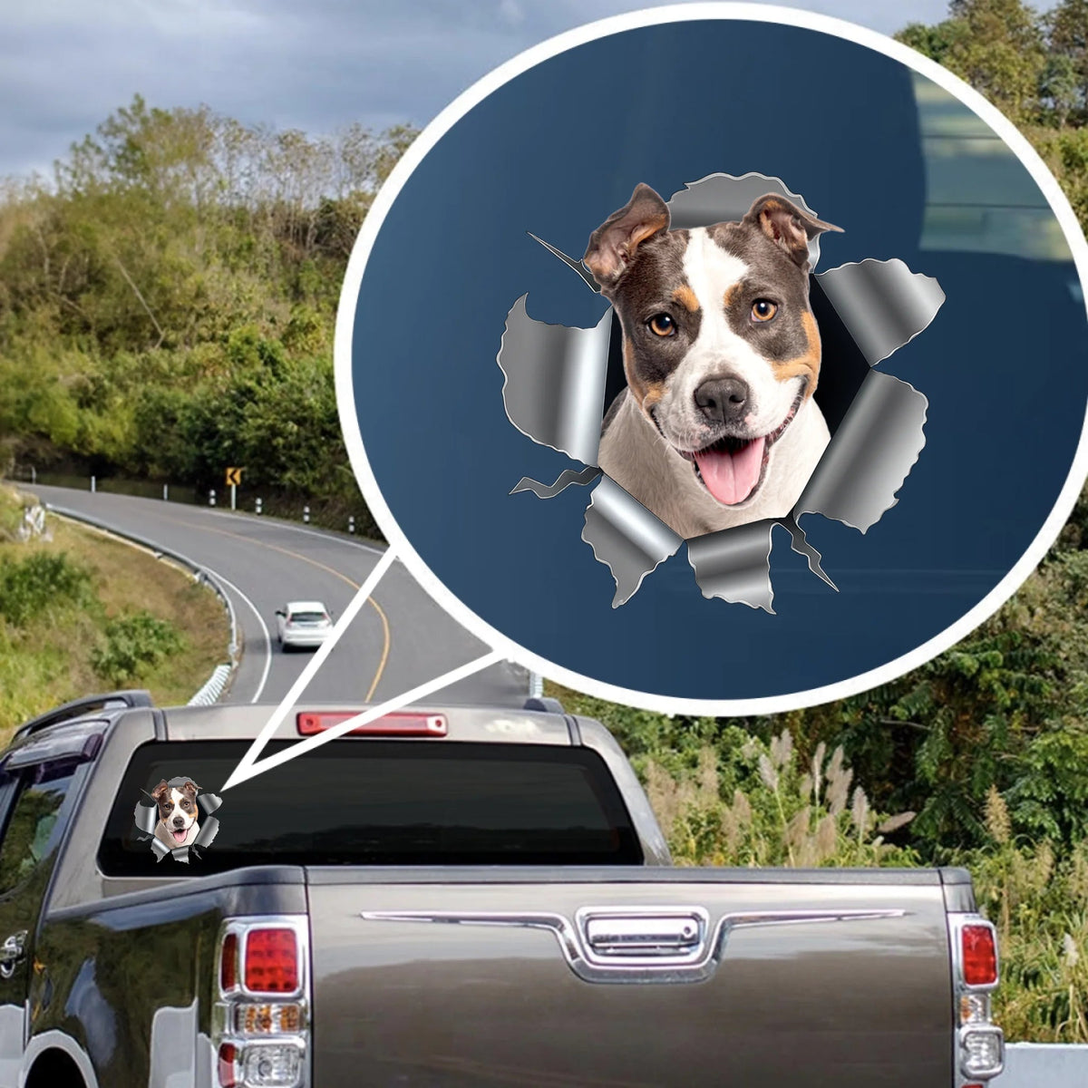 Autocollant Percé en Métal avec Photo de Chien – Design Unique