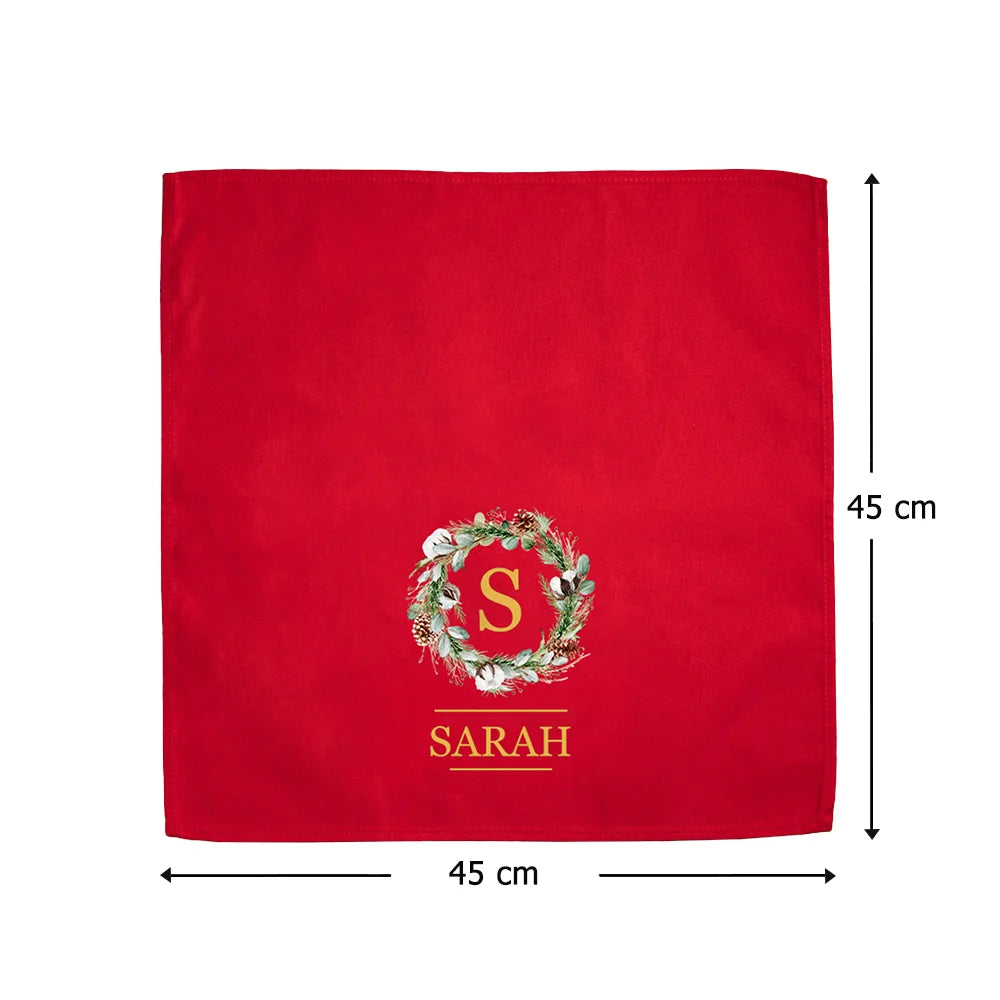 Serviette Rouge de Noël Personnalisée – Décoration de Table Élégante
