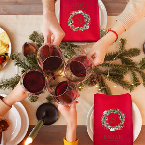 Serviette Rouge de Noël Personnalisée – Décoration de Table Élégante