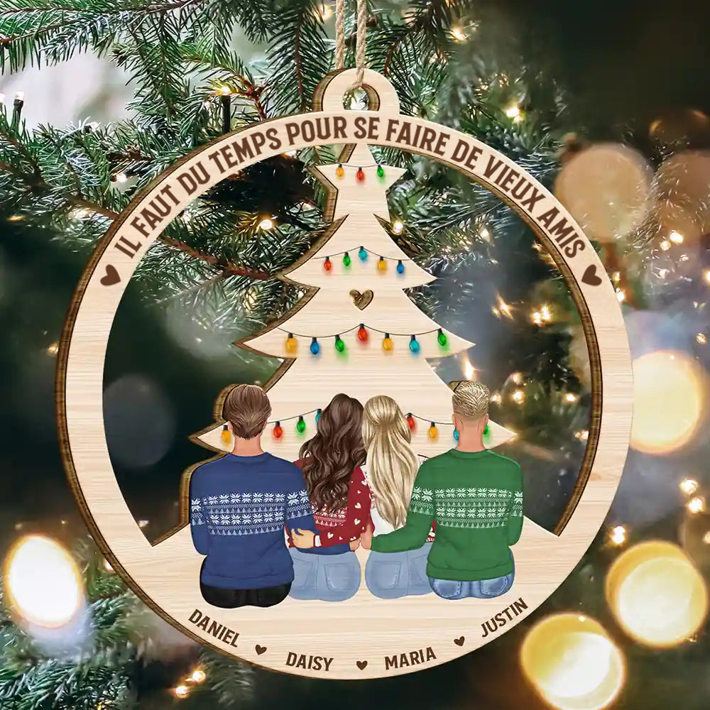 Ornement en Bois Personnalisé – Souvenir Unique d’Amitié et de Noël