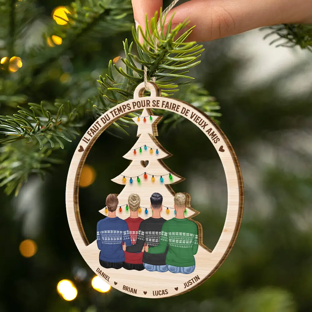 Ornement en Bois Personnalisé – Souvenir Unique d’Amitié et de Noël
