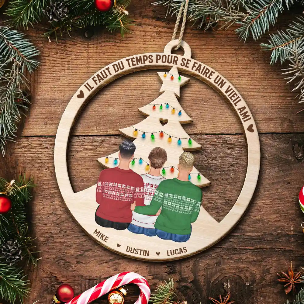 Ornement en Bois Personnalisé – Souvenir Unique d’Amitié et de Noël