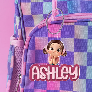 Porte-Clés Personnalisé pour Enfant – Prénom et Personnage Cartoon en Acrylique