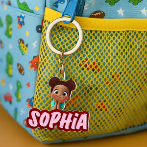 Porte-Clés Personnalisé pour Enfant – Prénom et Personnage Cartoon en Acrylique