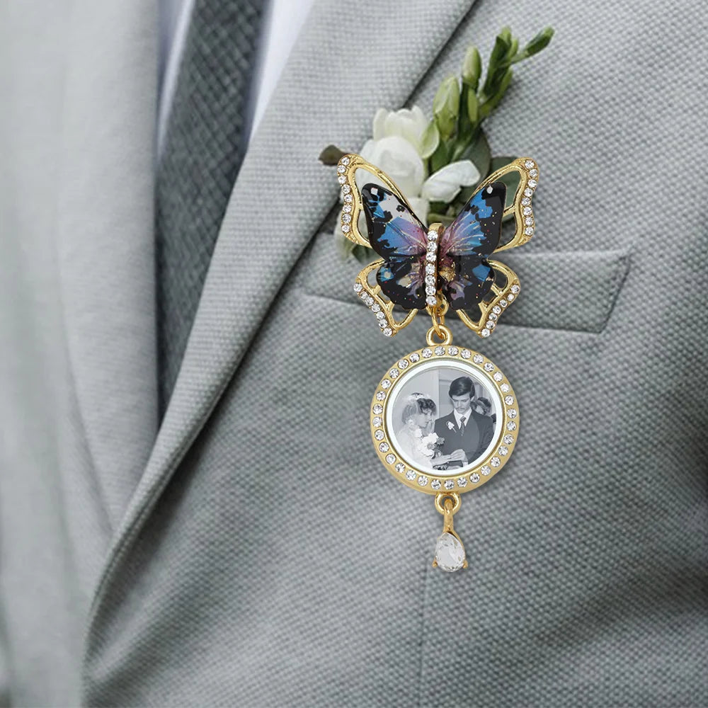 Broche Papillon Personnalisée avec Photo – Bijou Mémoriel Élégant