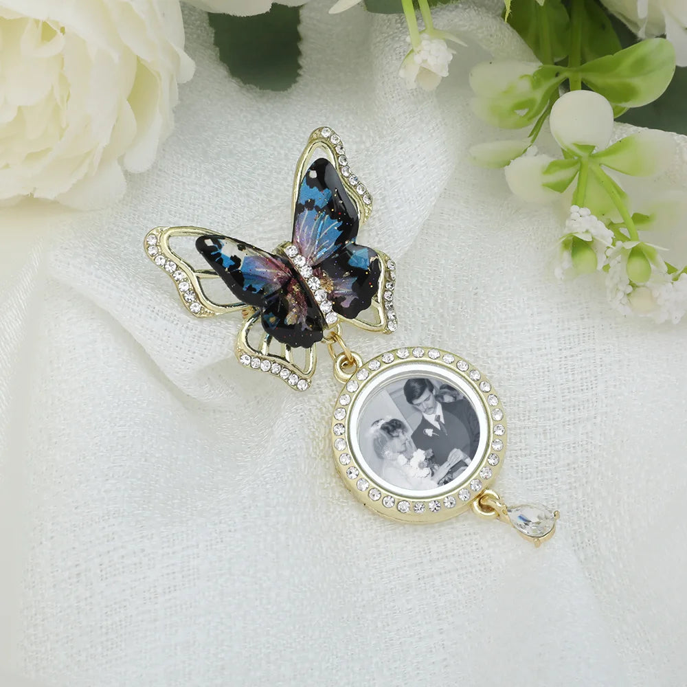 Broche Papillon Personnalisée avec Photo – Bijou Mémoriel Élégant