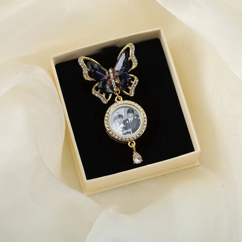 Broche Papillon Personnalisée avec Photo – Bijou Mémoriel Élégant