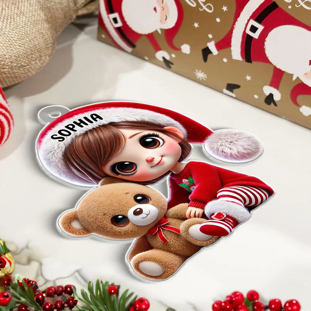 Ornement Acrylique Personnalisé – Adorable Décoration de Noël avec Prénom