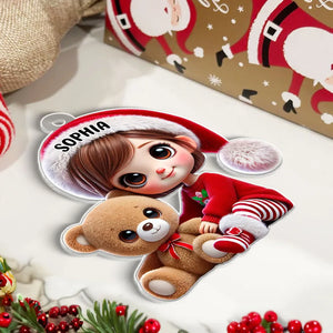 Ornement Acrylique Personnalisé – Adorable Décoration de Noël avec Prénom