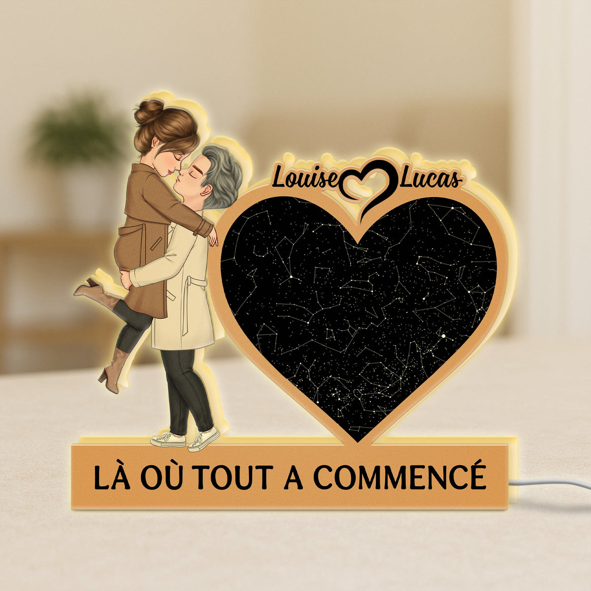 Boîte Lumineuse Acrylique Personnalisée - Souvenir Romantique et Cadeau Unique