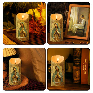 Bougie LED Personnalisée avec Sainte Vierge Marie – Lumière Spirituelle et Décoration Émotionnelle