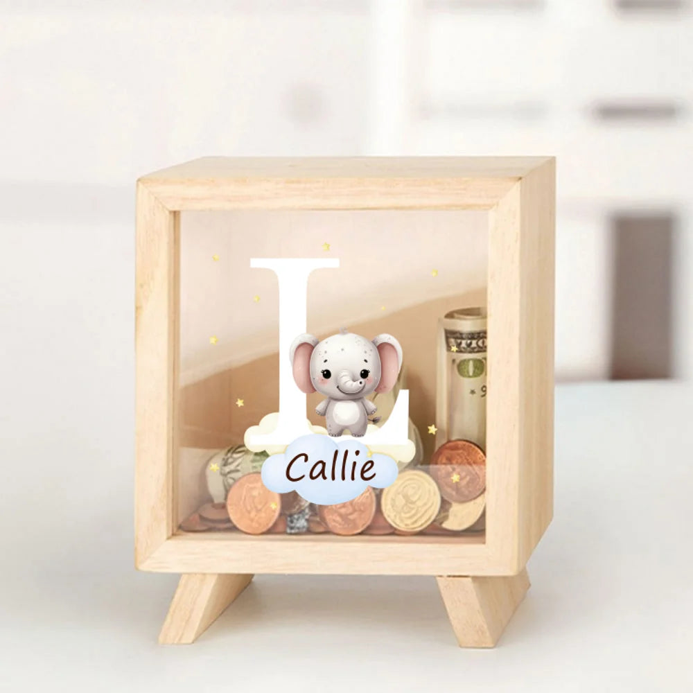 Tirelire en Bois Personnalisée avec Animal – Décoration Ludique pour Enfant