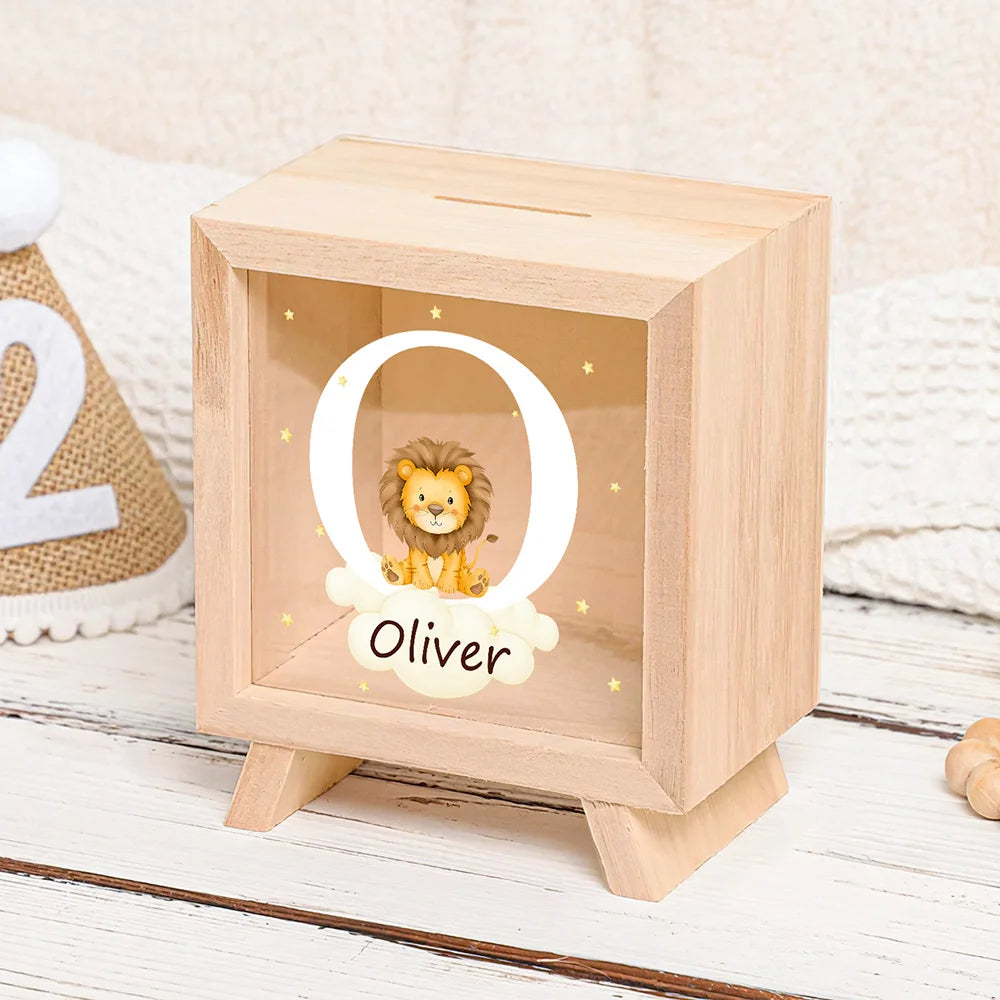 Tirelire en Bois Personnalisée avec Animal – Décoration Ludique pour Enfant